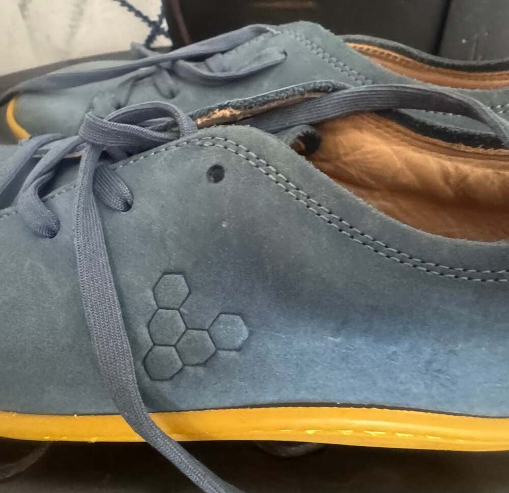 Vivobarefoot Addis Kids Blue Leather Trainer Comfort Shoes - Picture 3 of 7